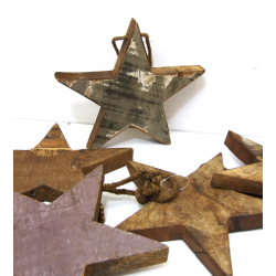 Gwiazda z drewna egzotycznego dekoracja wisząca 20cm